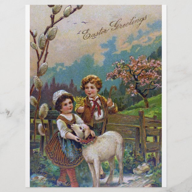 Lámina Saludos de Pascua 1908 (Anverso)