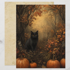 Lámina Samhain Black Cat Scrapbook Paper