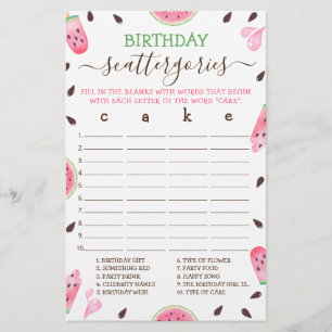 Lámina Sandía Cumpleaños Único En Un Melón Scattergories
