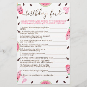 Lámina Sandía Cumpleaños Único Juego de Feud