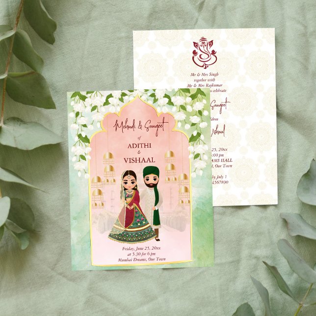 Lámina Sangeet mehndi Invitación al presupuesto del boda  (Subido por el creador)
