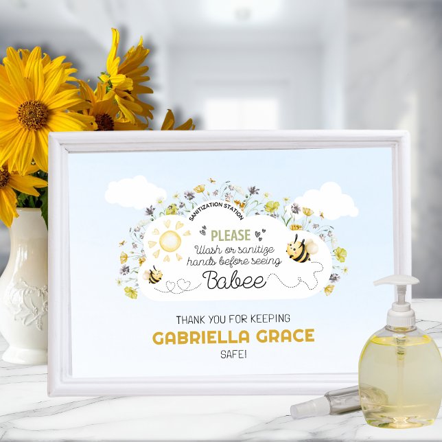 Lámina Sanitization Station Bee Theme Sign (Subido por el creador)