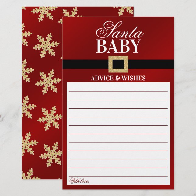 Lámina Santa Bebé | Consejos y deseos de Baby Shower para (Anverso / Reverso)