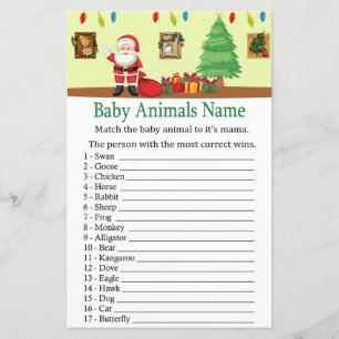 Lámina Santa Claus Bebés Animales Juego de Nombres baby s