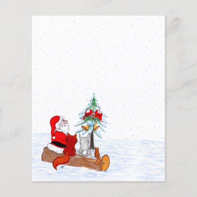 Lámina Santa Claus con Fox de Conejo y Squirrel (Anverso)