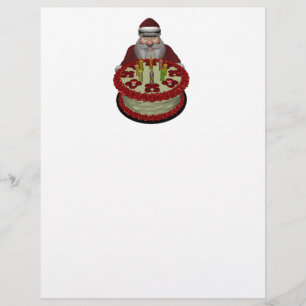 Lámina Santa Claus con pastel de cumpleaños