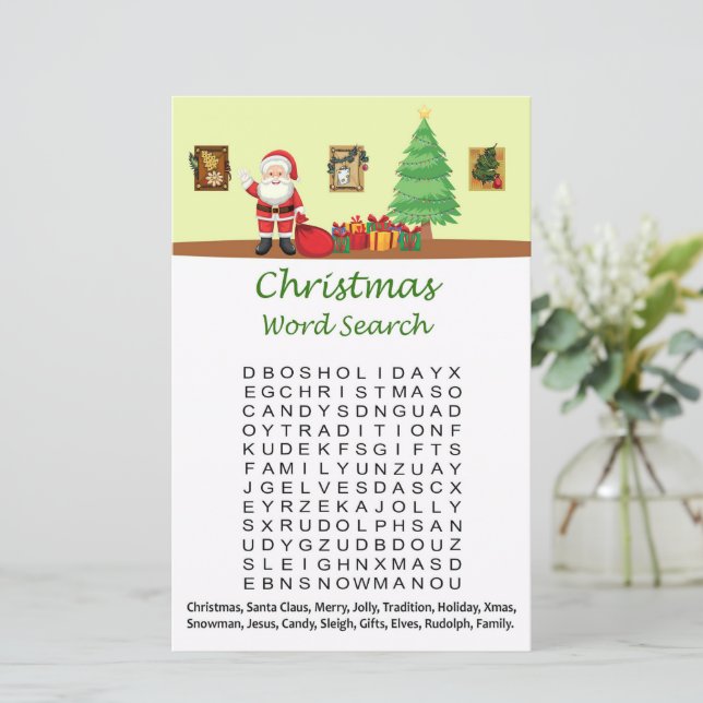 Lámina Santa claus con regalos navidades juego de búsqued (Anverso de pie)