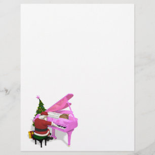 Lámina Santa Claus juega al piano rosa