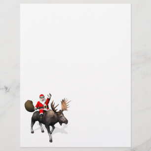 Lámina Santa Claus Montando En Moose