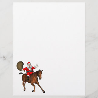 Lámina Santa Claus montando un caballo marrón