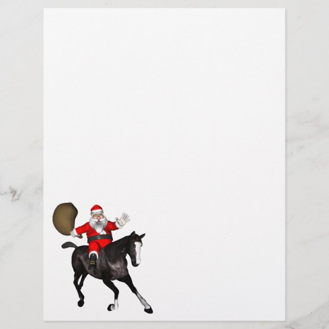 Lámina Santa Claus montando un caballo negro (Anverso)