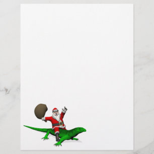 Lámina Santa Claus Riding Green Lizard
