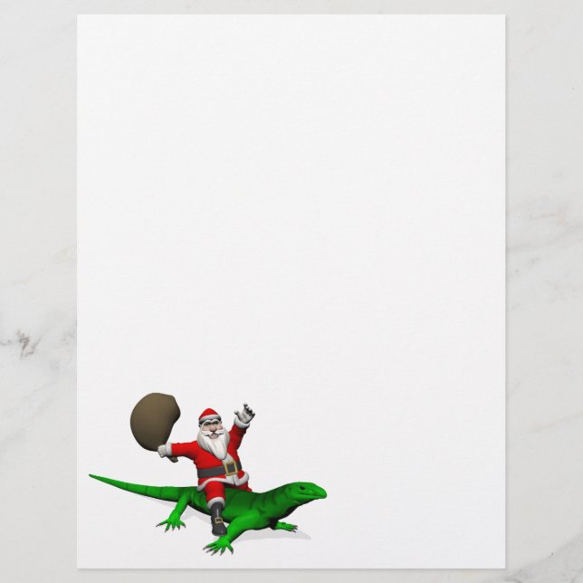Lámina Santa Claus Riding Green Lizard (Anverso)