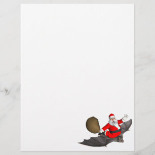 Lámina Santa Claus Sobre El Bate Volador