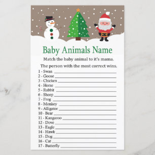 Lámina Santa, muñeco de nieve Juego de nombres de animale
