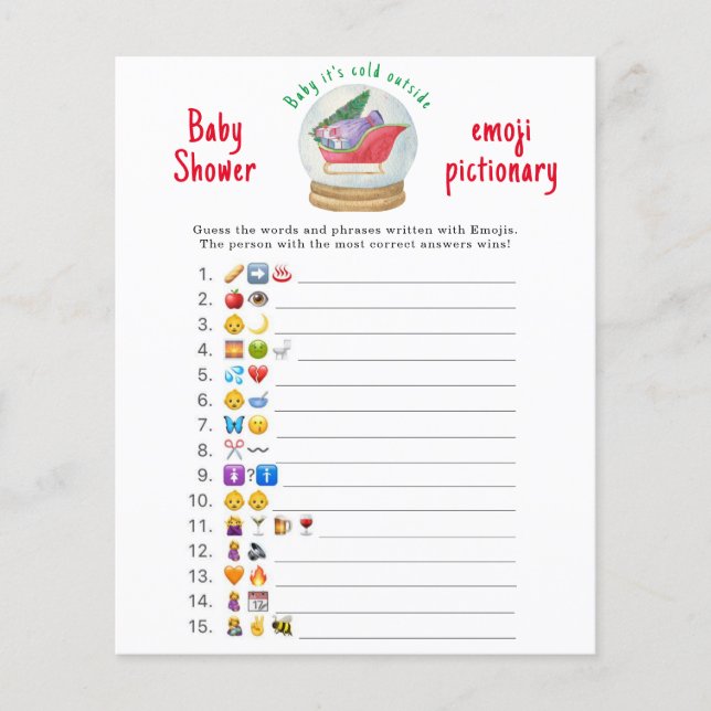 Lámina Santa sleigh - juego de fotos de Emoji ducha bebé (Anverso)