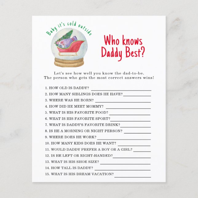 Lámina Santa sleigh - Juego que conoce mejor a papá (Anverso)