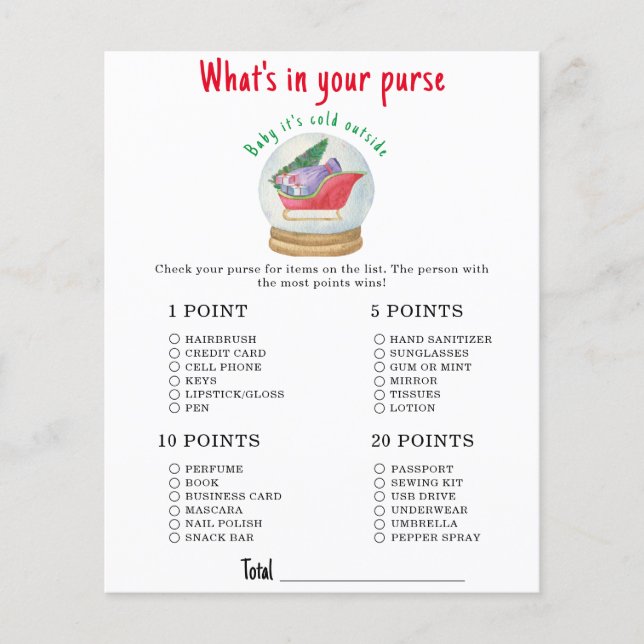 Lámina Santa sleigh - ¿Qué hay en tu bolso? (Anverso)