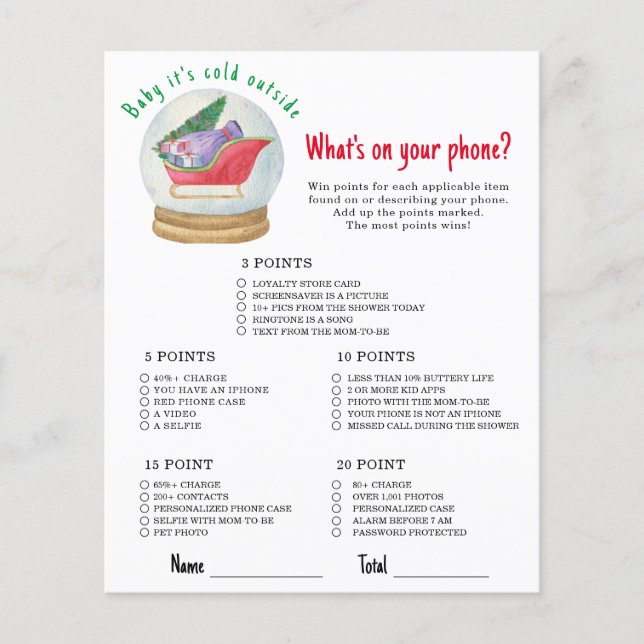 Lámina Santa sleigh qué hay en tu juego de teléfono (Anverso)