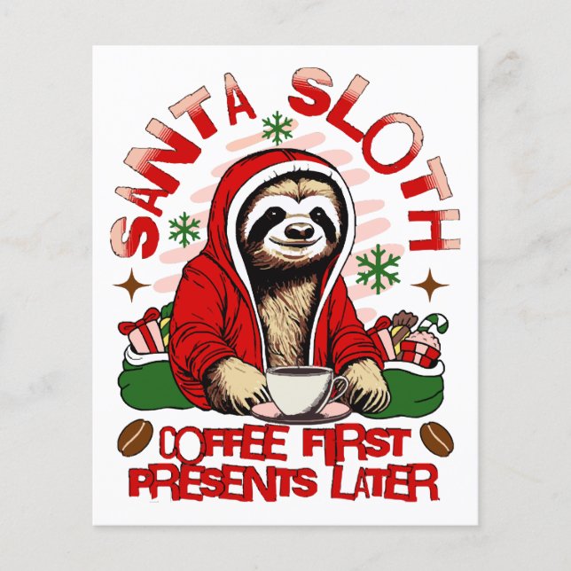 Lámina Santa Sloth bebiendo café (Anverso)