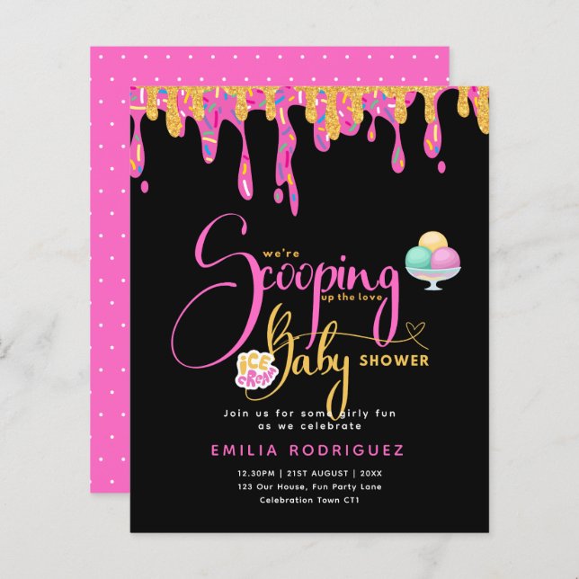 Lámina Scoop Love helado bebé niña ducha (Anverso / Reverso)