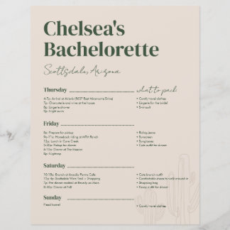 Lámina Scottsdale Bachelorette Weekend Itinerary