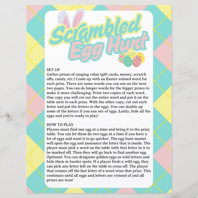 Lámina Scrambled Egg Hunt (Anverso)