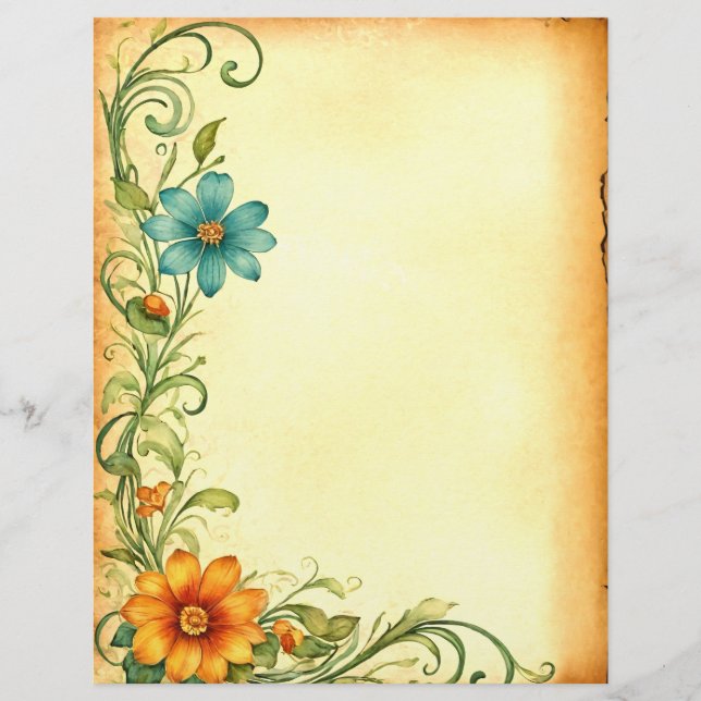 Lámina Scrapbooking Junkjournal Vintage Blumen Rahmen (Anverso)