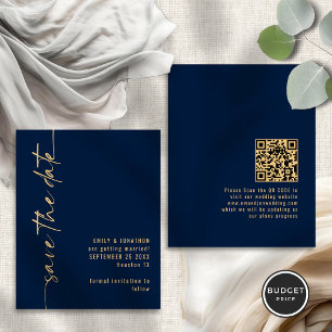 Lámina Script de oro de la marina de presupuesto Boda QR