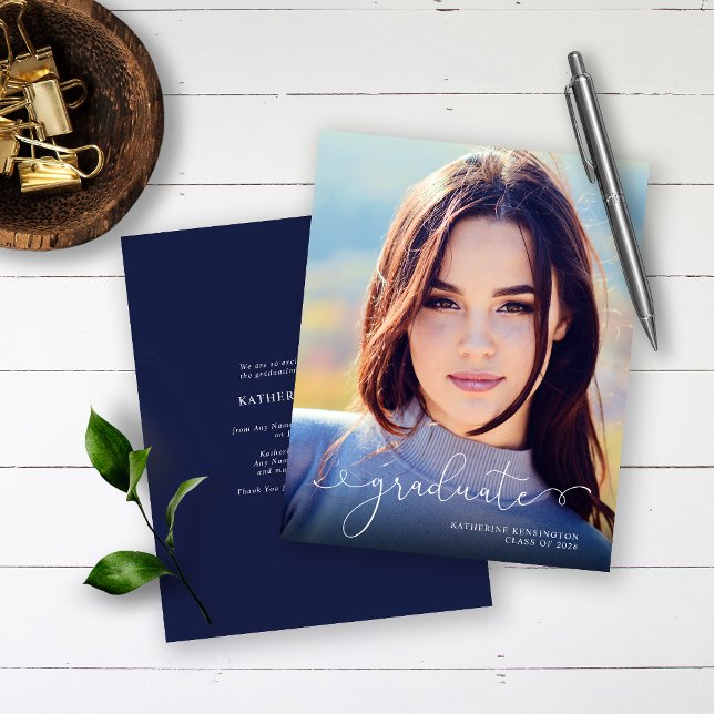 Lámina Script de presupuesto Foto Graduación Azul Marino (Subido por el creador)