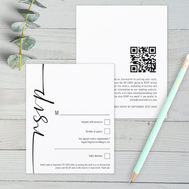 Lámina Script elegante de presupuesto QR Boda de código R (Subido por el creador)