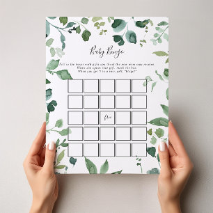 Lámina Script Green Foliage Baby Bingo Shower Game