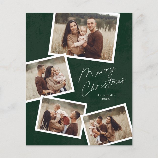 Lámina Script Merry Christmas 4 Photo Budget Holiday Card (Anverso)