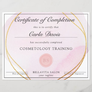 Lámina Script Rubor Pink Watercolor Gold Circle Award