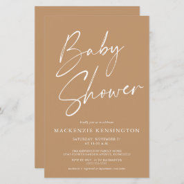 Lámina Script simple Baby Shower de Budget Tan Earth Tone