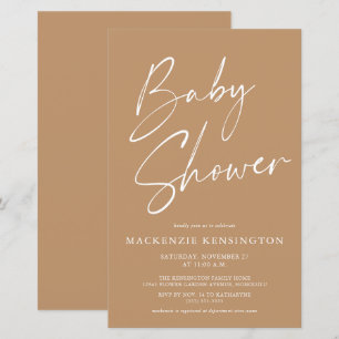 Lámina Script simple Baby Shower de Budget Tan Earth Tone