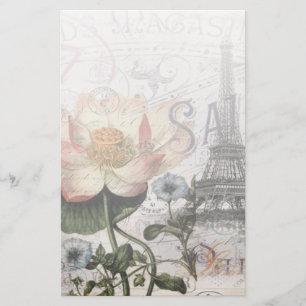 Lámina scripts french botanical lotus paris eiffel tower