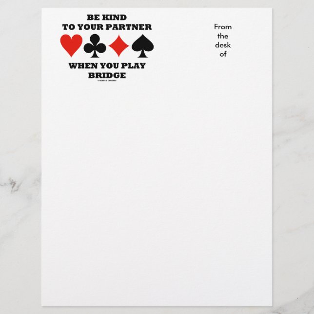 Lámina Sé Amable Con Tu Compañero Cuando Juegues Bridge (Anverso)