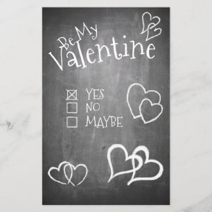 Lámina Sé mi San Valentín en una pizarra