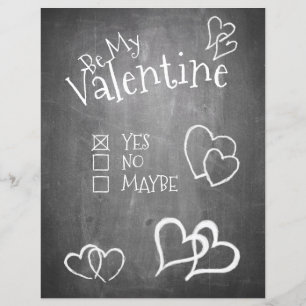 Lámina Sé mi San Valentín en una pizarra
