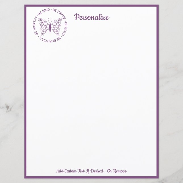 Lámina Sea amable y valiente - Personalizado Stationery (Anverso)