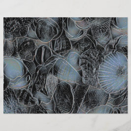 Lámina Seasheles Ocean Beach Pastel Blue Black Decoupage