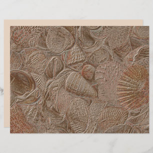 Lámina Seashell Ocean Beach Elegant Gold Sepia Decoupage