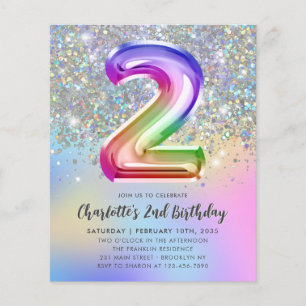 Lámina Segundo cumpleaños del Chica de Relieve metalizado