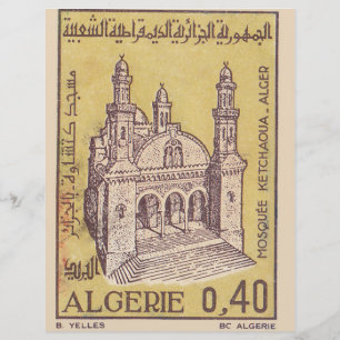 Lámina Sello postal de Argelia con la mezquita Ketchaoua