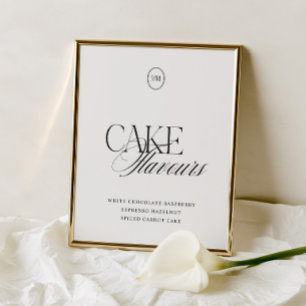 Lámina Señal de Boda con Sabores de Torta Monograma Moder