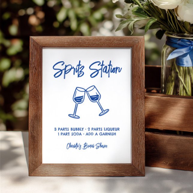 Lámina Señal de Estación de Spritz Dibujada a Mano para D (Hand Drawn Spritz Station Bridal Shower Sign)