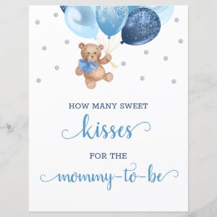 Lámina Señal de juego de Cuántos Besos para Baby Shower