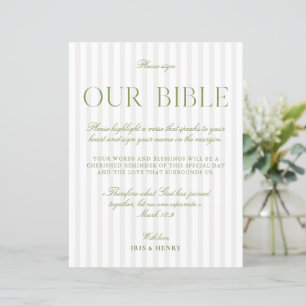 Lámina Señal de Nuestro Libro de la Boda Verde Salvia y B