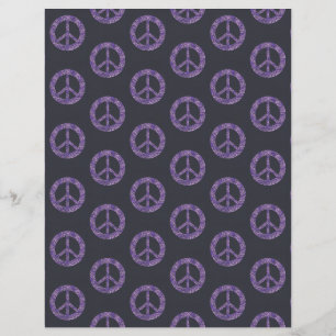 Lámina Señales de paz moradas de mosaico en papel de libr